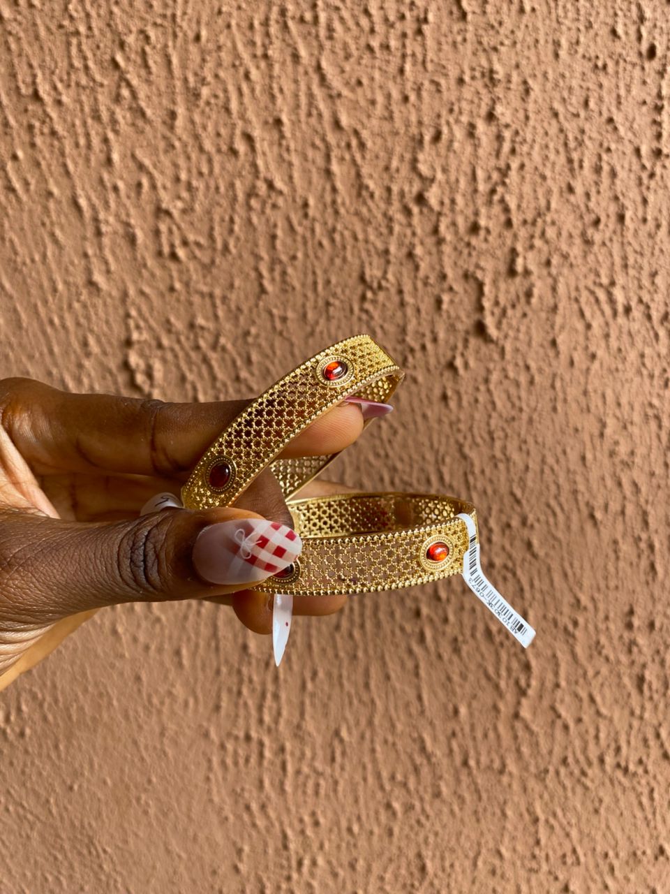 Gold red gem bracelet