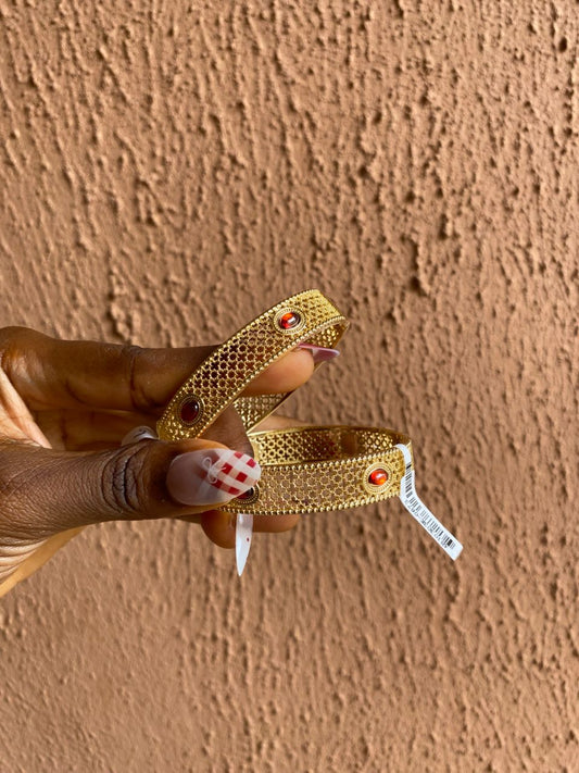 Gold red gem bracelet